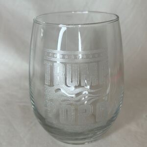 Trump 2020 16 Ounces Drinking Clear Glass 2 1/2 Inches Diameter 4 1/4 Inch Tall